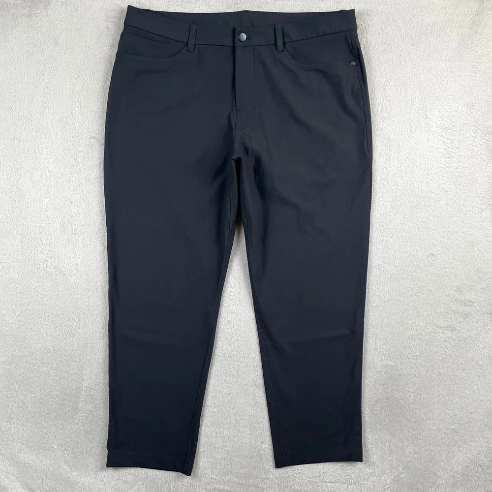 Lululemon ABC Classic Pant Mens 36x27 Black Stretch Golf Preppy Office Commuter